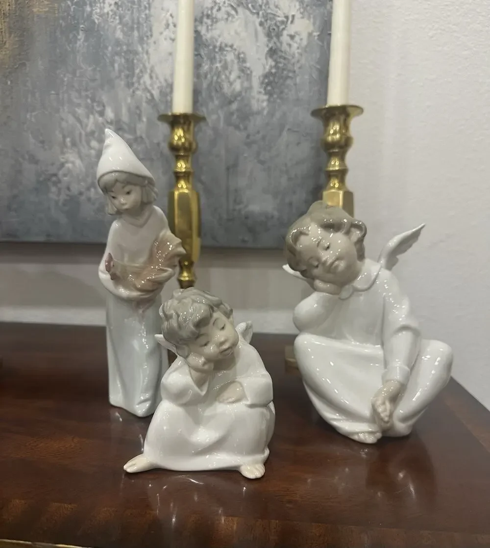 Lot of 3 Authentic Lladró Spain Porcelain Figurines Angels & Child Bird EUC